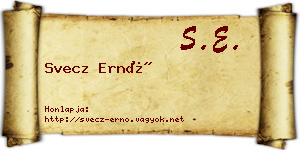 Svecz Ernő névjegykártya